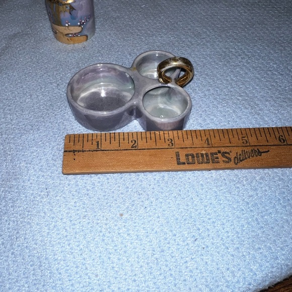 Rare Vintage Condiment Salt Shaker Holder Lusterware Hand Painted Japan - Picture 15 of 16